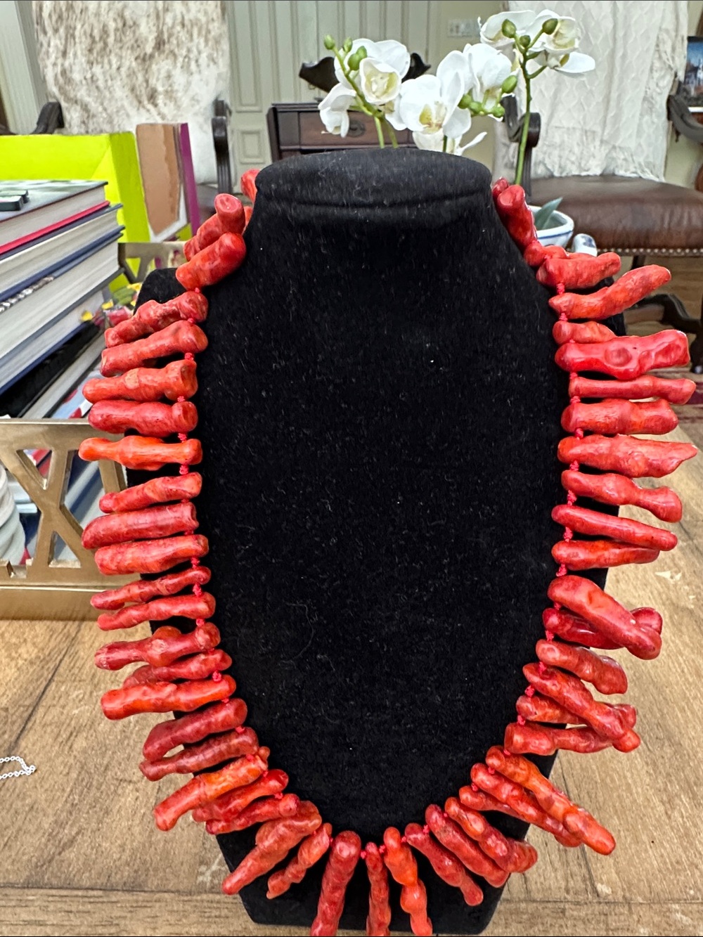 Jay King Vibrant Red Coral-Style Branch Necklace